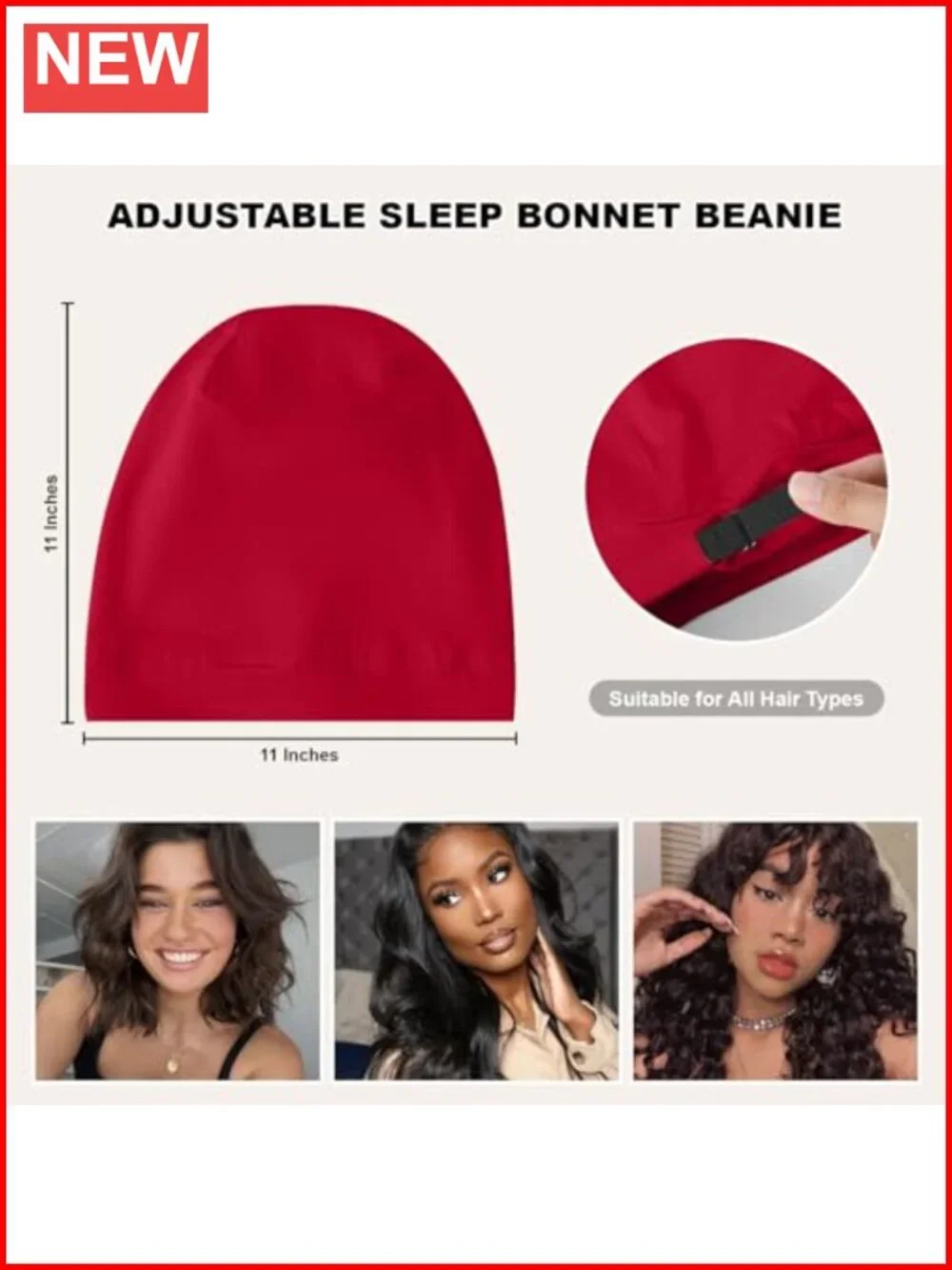 4 Pack Silk Satin Adjustable Sleep Bonnets for Hair Protection